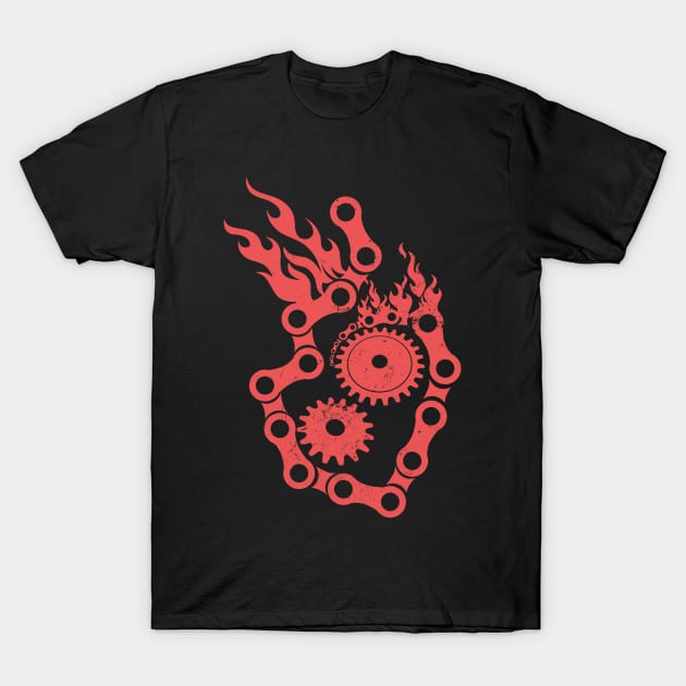 Mountain Bike Shirt | Chain Gear Wheel Fire Gift T-Shirt by Gawkclothing